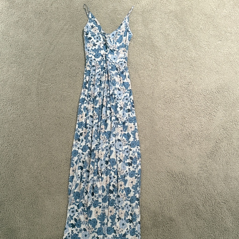 Altar'd State Blue and White Floral Maxi Dress
